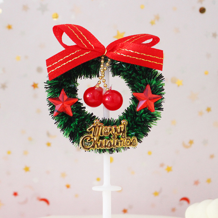 Christmas Wreath Bow Knot Bell Plastic Party Cake Decorating Supplies 1 Piece display picture 4