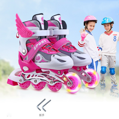 Manufacturer direct sales Children's roller skates Flashing roller skates Adjustable men and women wholesale 