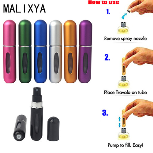 Liquid-filling spray cosmetic bottle 5ML portable rechargeable aluminum self-pump bottom filling perfume bottle