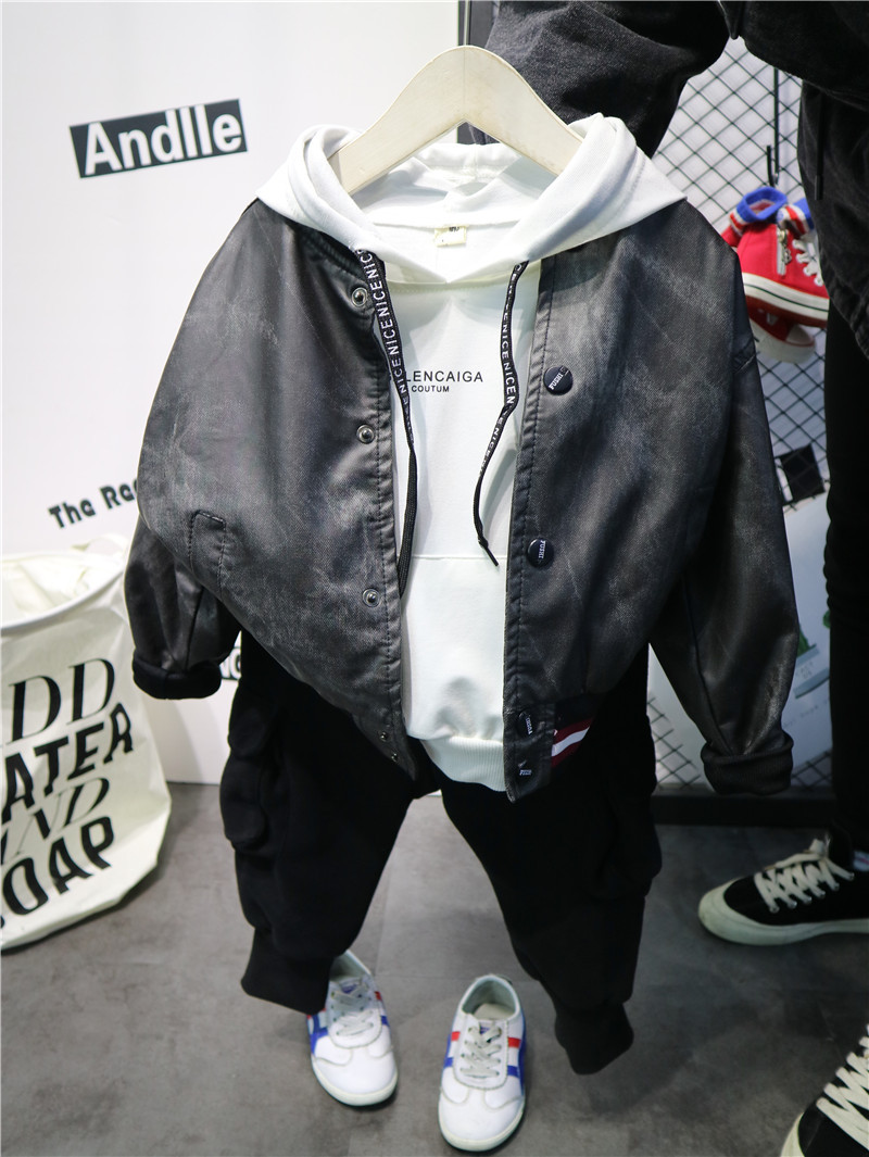 Children's clothing Boy leather clothing spring clothes new pattern Korean Edition Chao Yi Jacket CUHK Male baby coat