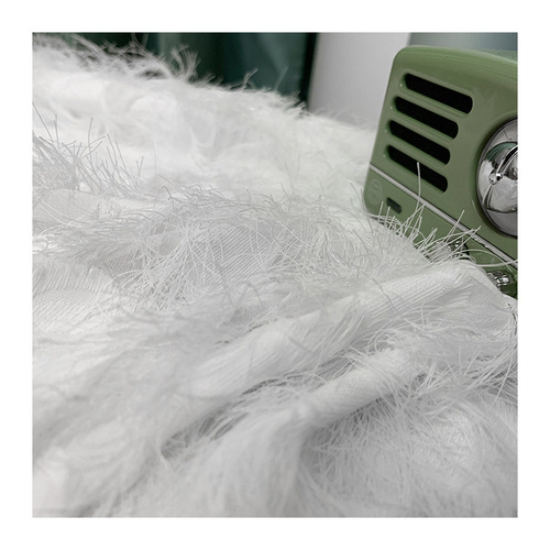 Peacock feather embroidered cut-out fabric with tassel summer dress fabric chiffon raindrop shape bridal gown fabric woven