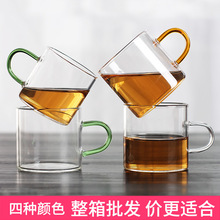 厂家批发耐热玻璃小茶杯带把透明功夫茶杯玻璃品茗杯小把杯小酒杯