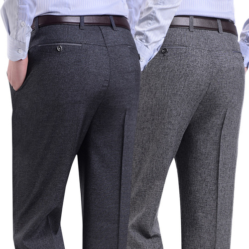 Spring and summer lightweight casual pants for middle-aged men: loose-fit, straight-leg dress pants—ideal for older gentlemen; high-waisted men's wear—perfect for dads.