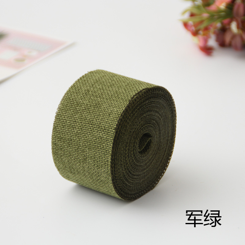 Cinta de lino de imitación DIY decoración de la boda 5CM color poliéster rollo de lino decoración del partido ventas directas de la fábrica