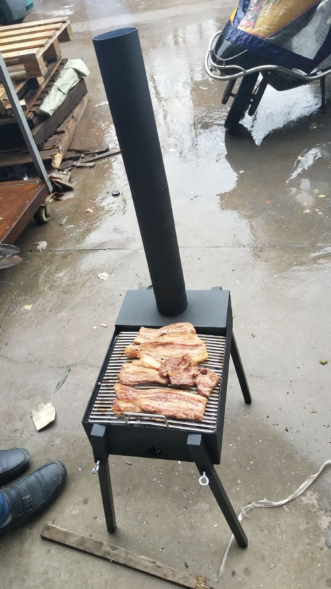 Exportación del hogar al aire libre multi-función de humo estufa barbacoa parrilla leña estufa horno barbacoa
