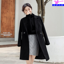 2020秋冬新款韩版西装领中长款毛呢女式大衣外套妮子呢大衣女工装