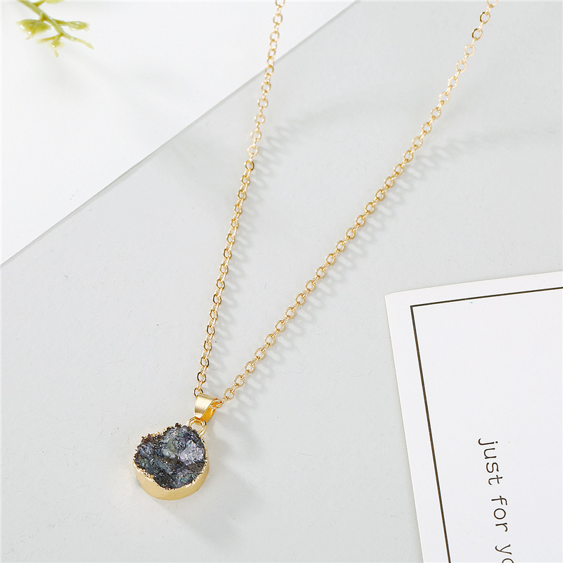 Jewelry small shell necklace imitation natural stone round pendant resin necklace