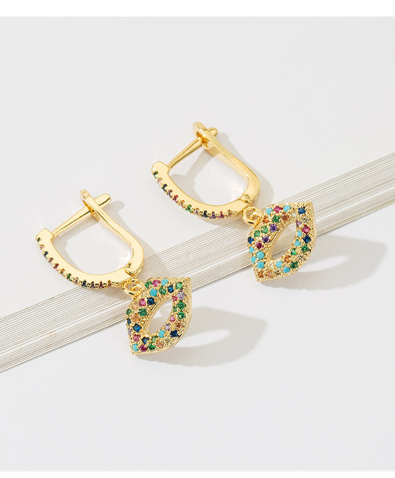 Colored Zircon Earrings Female Alloy Diamond Earrings display picture 1