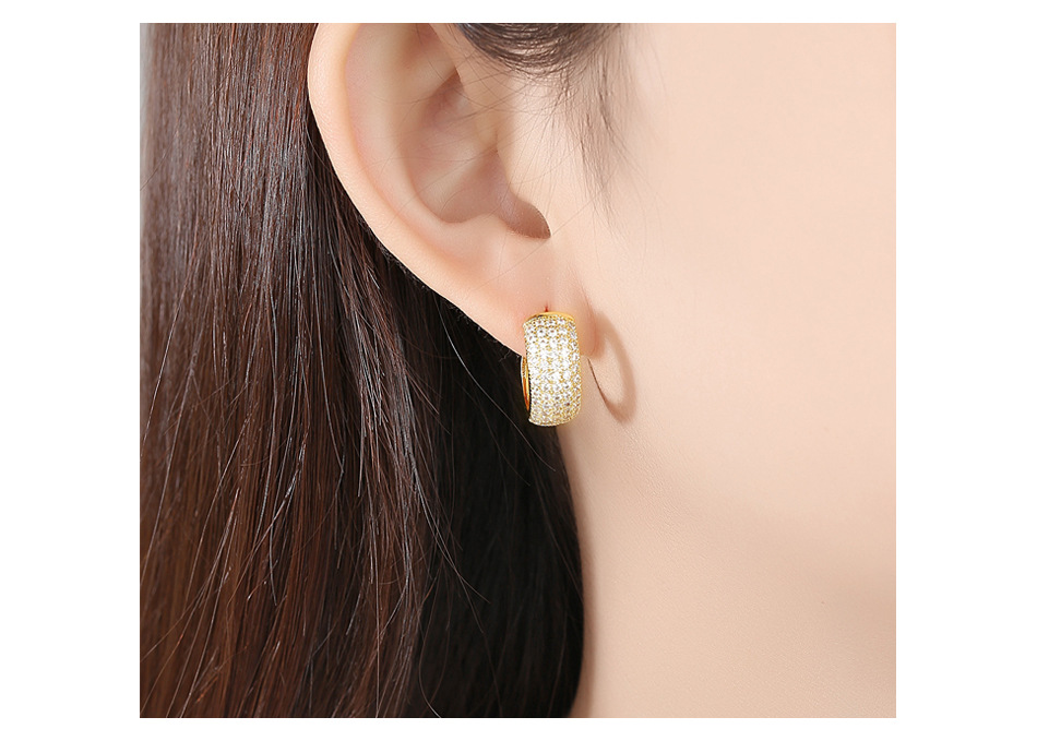 Jinseqing Durchdringen Die Ohrringe Mode Koreanische Version Des Einfachen Temperaments Frauen Kupfer Eingelegter Zirkonium Ohrringe Hersteller Geschenk Ohrringe display picture 3