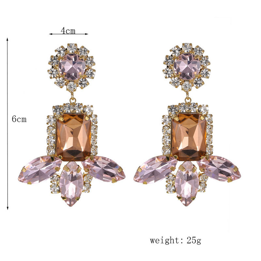 Fashion Pink Gemstone Tassel Earrings New Earrings Wholesale display picture 2