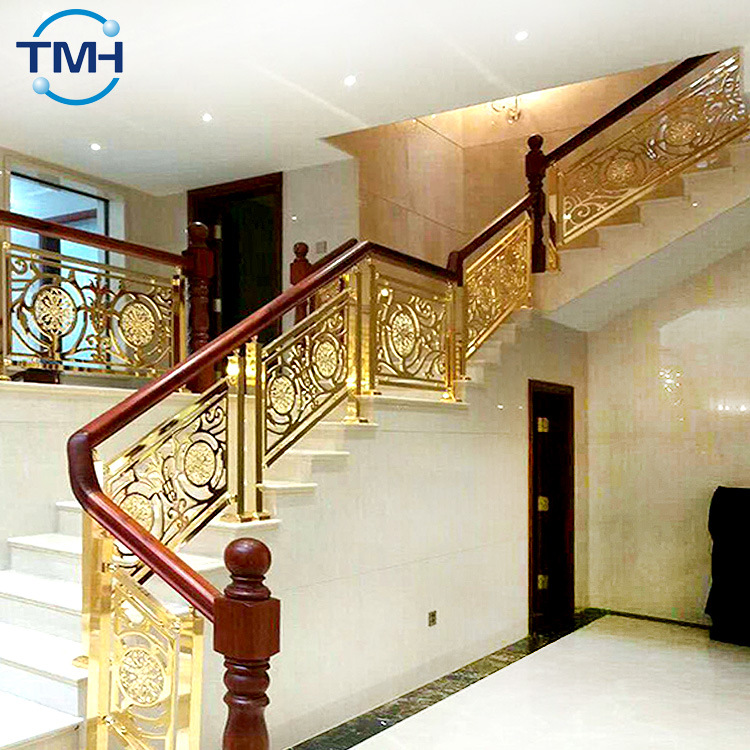 Guangdong stairs Handrail Gold-plated fence villa indoor household Column aluminium alloy stairs Handrail Railing