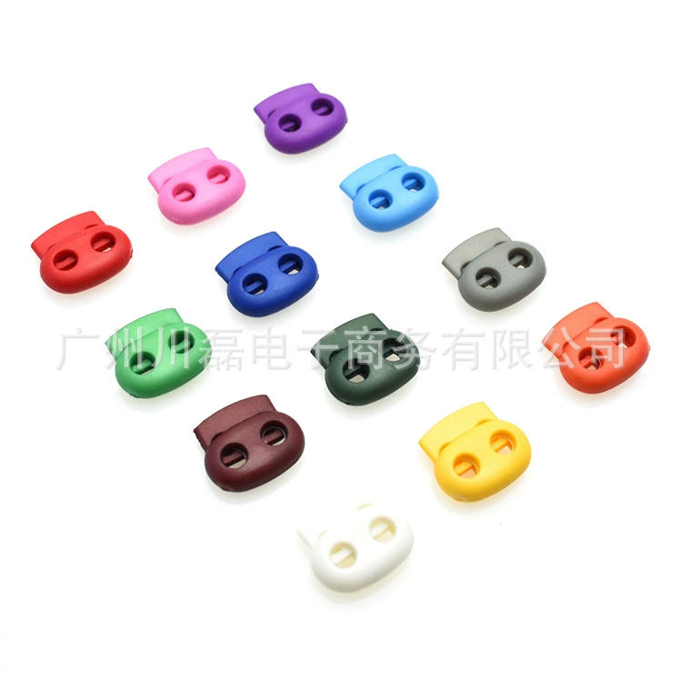 Colored 5mm hole diameter plastic spring rope buckle, two-hole pig nose buckle, cord tension adjuster buckle, strap adjuster buckle