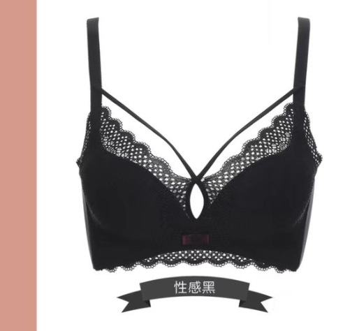 Entidad clásica ropa interior inalámbrica de las mujeres de la piel de algodón lado pecho pequeño empuje hacia arriba soporte superior sujetador ajustable 2085