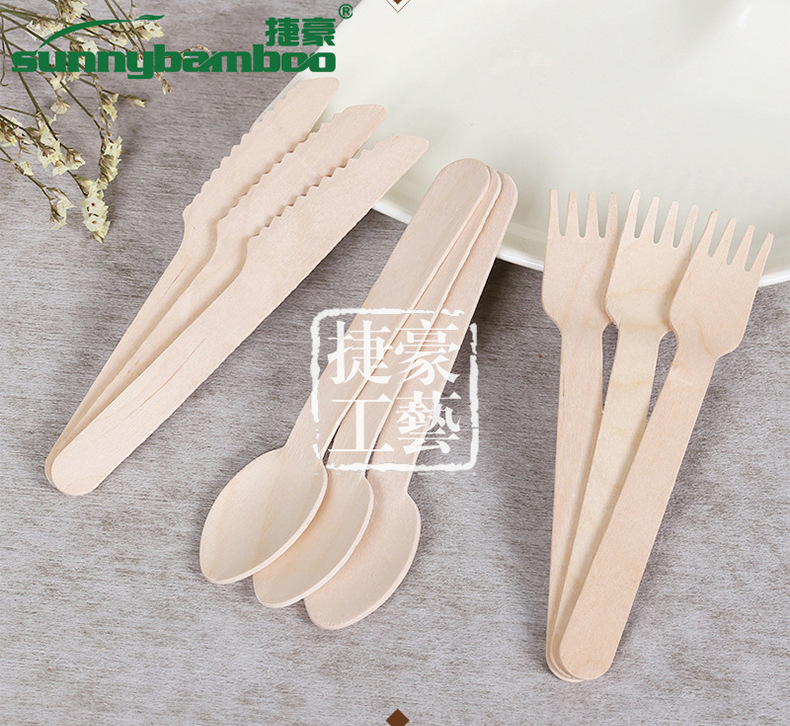 New high-quality disposable knives, forks and spoons, food-grade multi-purpose disposable tableware, portable wooden knives, forks and spoons for travel detail image 11