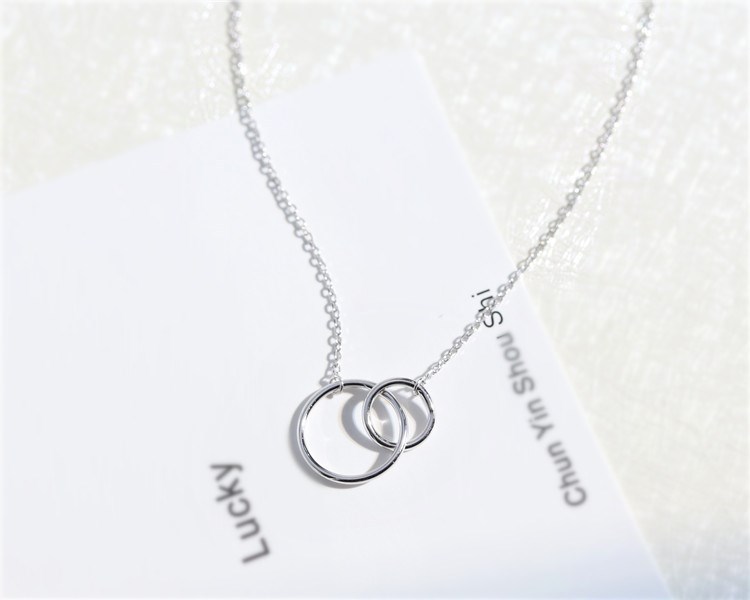 4g Weight 925 Sterling Silver Pendant Material Pendant Necklace, Necklace Classification 925 sterling silver Chain Material cable chain Chain Type 1 Piece Quantity Holiday, Daily Occasion 1 Piece 925 Sterling Silver Double Ring Circle Solid Color 925 Sterling Silver Cable Chain Pendant Necklace Necklace