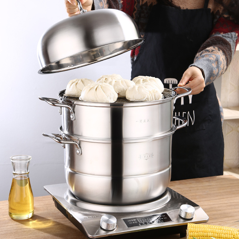 正品包邮不锈钢家用蒸锅多层蒸馒头三层通用炉具礼品批发厂家直销|ms