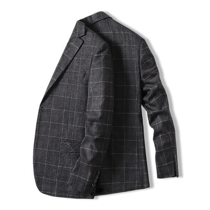 秋季新款格子休闲西服男士修身潮流单西青年韩版小西装上衣男外套|ms