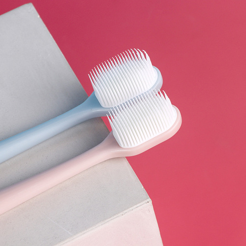 Japanese couple pink and blue two-pack household small-head mouthguard ultra-fine soft-bristle silicone nano toothbrush manufacturer wholesale