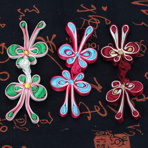 Handmade Button for Mandarin Collar Cheongsam, Small Butterfly Design, Tangzhuang Accessory Button, Chinese Hanfu Colorful Retro Decorative Button for Women