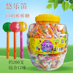 周福記悠樂迪口哨棒棒糖200支/桶綜合水果味多彩糖結婚喜糖婚車糖