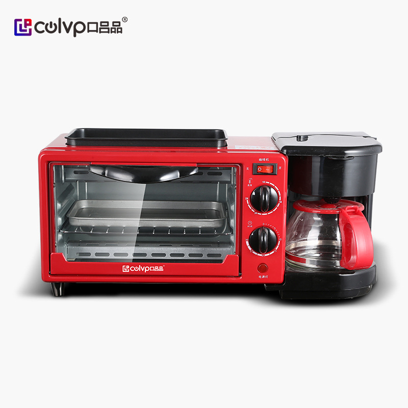 口吕品KZCJ-9LK三合一多功能早餐机咖啡机烤箱煎烤机