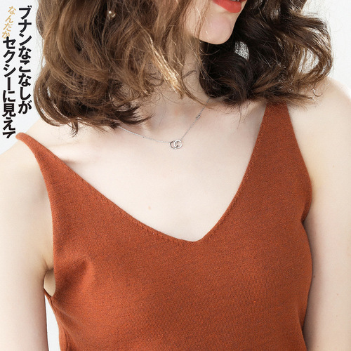 Early spring knitted v-neck small suspender sleeveless top sexy vest for women summer outer wear short inner bottoming shirt beach