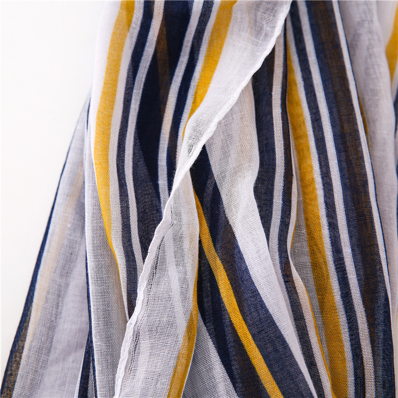 Korean cotton and linen thin striped shawl dualuse long silk scarf sunscreen beach towelpicture9