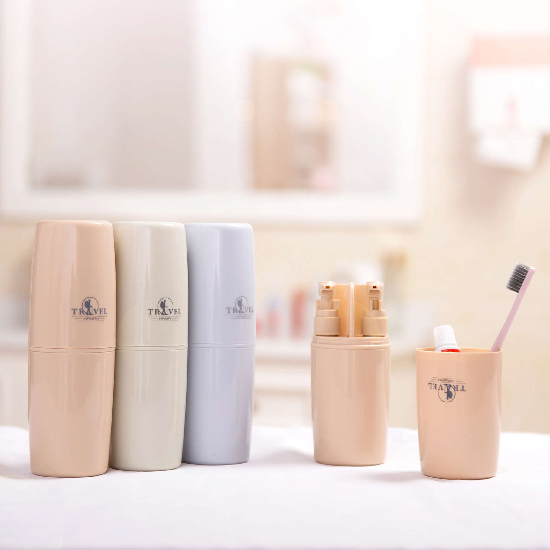 6件套旅行分装瓶便携洗漱杯男女出差户外旅游空瓶子洗漱用品套装