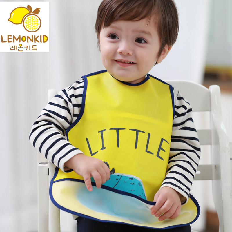 lemonkid韩国19年新款儿童围嘴环保无味宝宝饭兜EVA8色围嘴批发