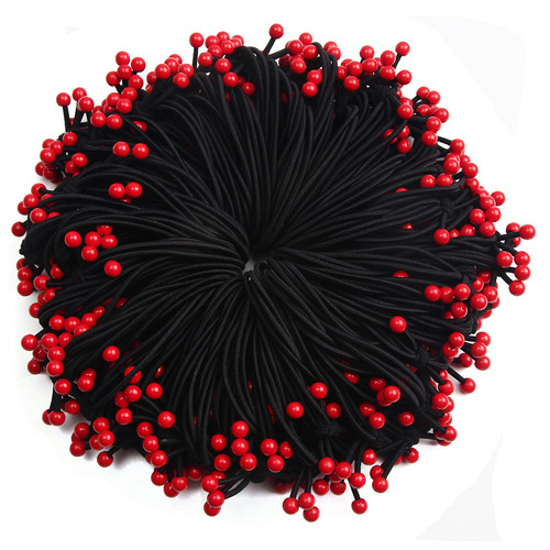 Korean red cherry hair rope headdress, small fresh forest hair tie for women, simple adult 2 yuan store head rope batch