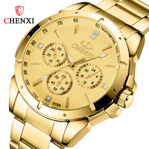 Dawn Golden Couple Watch 019A foreign trade cross-border best-selling men's and women's business waterproof steel belt couple quartz watch