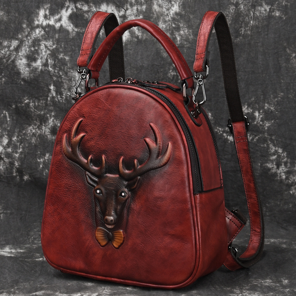 Novi ručno izrađeni ruksak za brisanje u krem boji s gornjim slojem kože od kravlje kože, personalizirana ženska torba_voghion.com