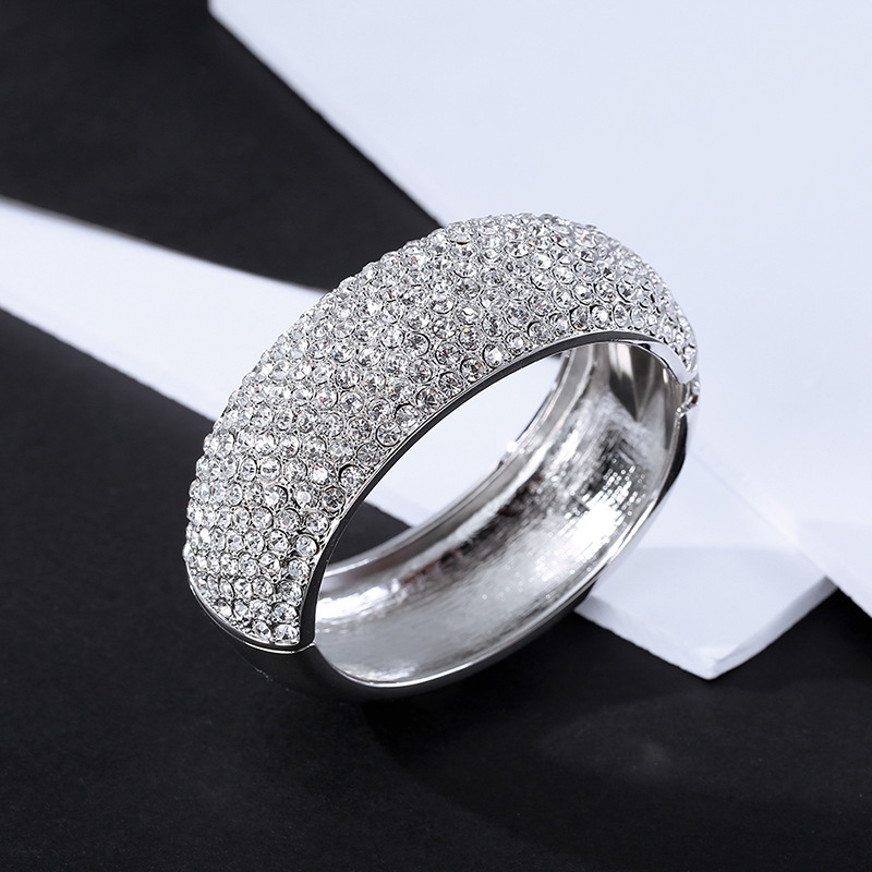 alloy wide-sided zircon bracelet