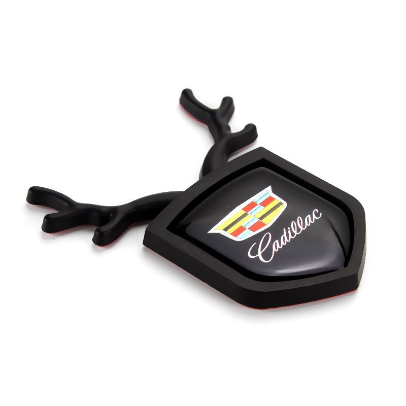 凯迪拉克汽车改装尾标贴一路平安创意个性立体装饰碳纤维小鹿车贴