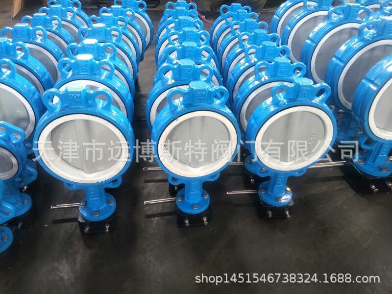 手动对夹软密封蝶阀 D371F-16N 双向手动蝶阀 涡轮衬四氟乙烯蝶阀