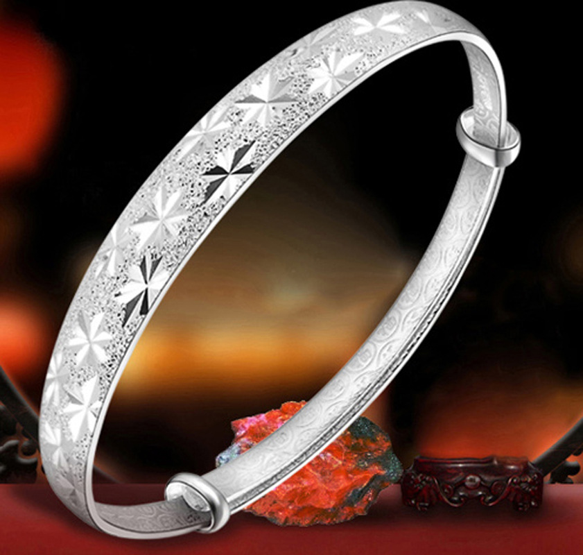 韩版时尚气质满天星手镯女款仿银手工车花手环首饰手饰饰品批发