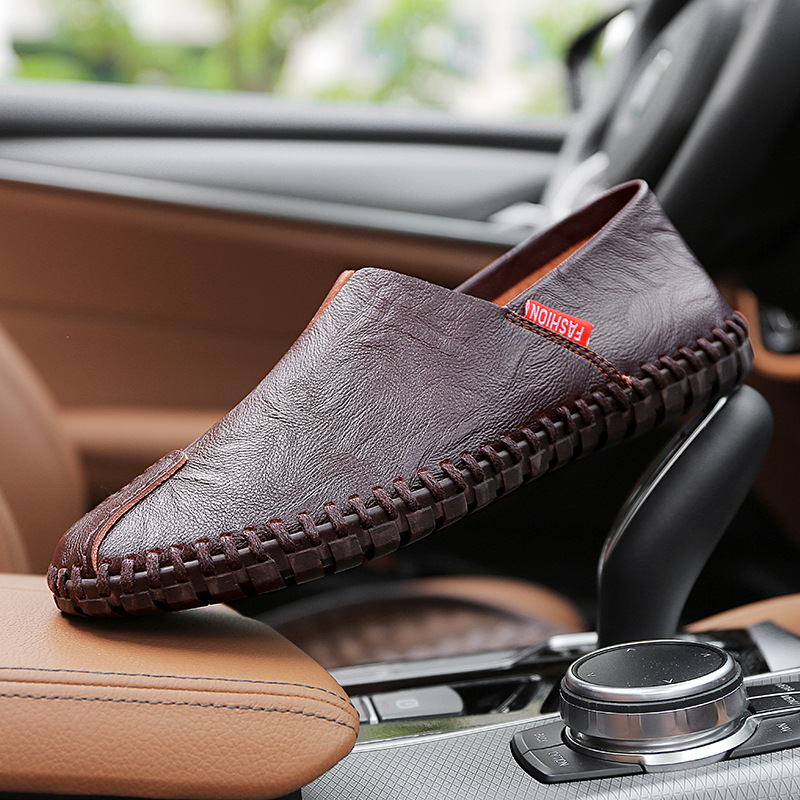 外贸跨境大码鞋2019春季新款男士休闲单鞋时尚懒人套脚鞋豆豆鞋