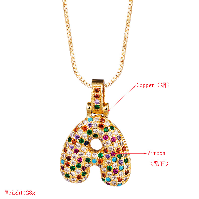 Necklace Female Clavicle Chain Copper Micro-set Color Zircon Letter Necklace Female display picture 1
