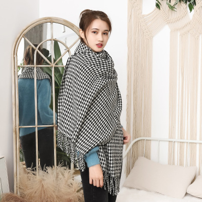 new pattern lattice Cashmere Scarf winter thickening keep warm tassels Shawl Autumn and winter man houndstooth scarf