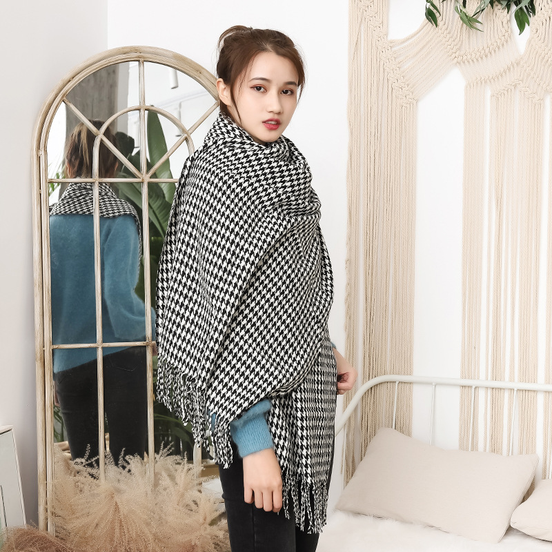 new pattern lattice Cashmere Scarf winter thickening keep warm tassels Shawl Autumn and winter man houndstooth scarf