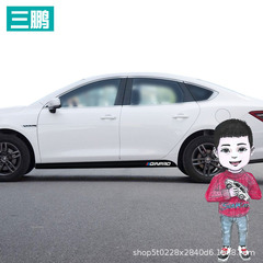 Decals for modifying the car, specifically designed for the BYD Qin PRO carbon fiber side skirt, featuring adhesive strips for lower body graphics and vehicle modification.