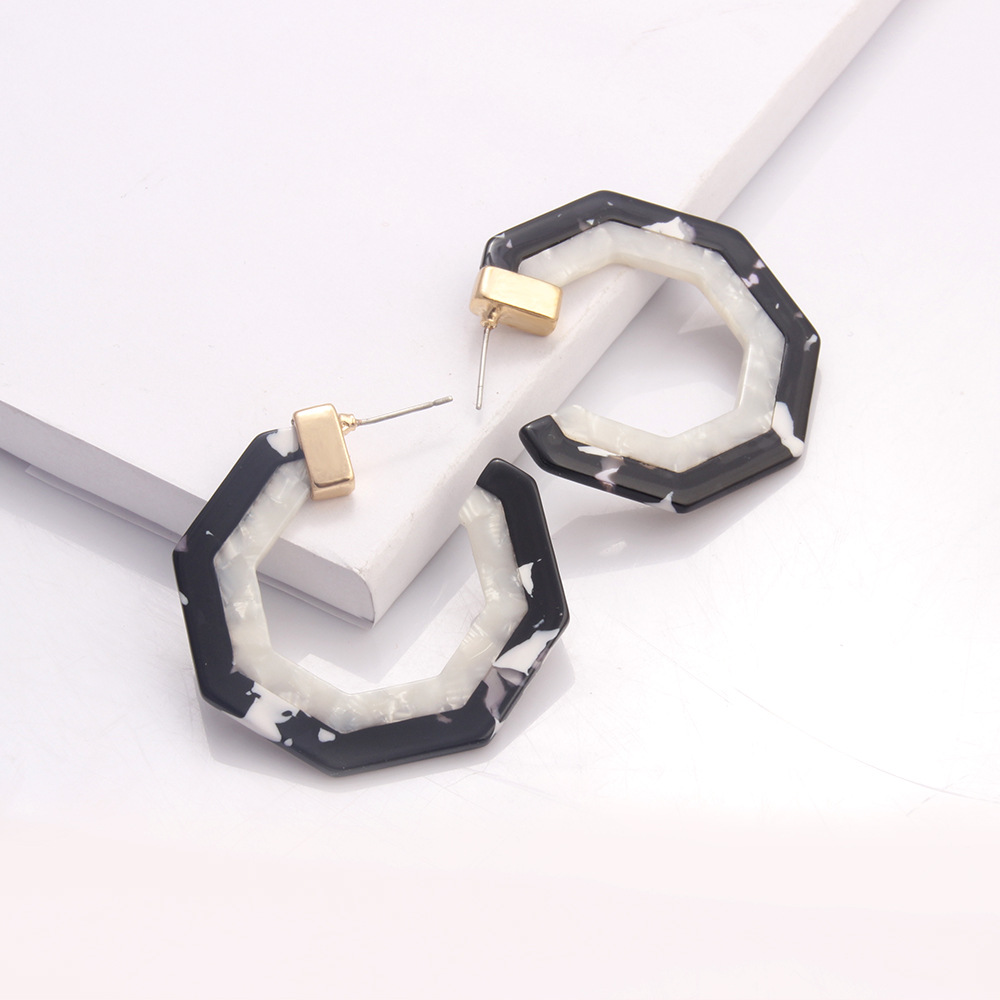 Fashion Two-color Stitching Earrings display picture 6