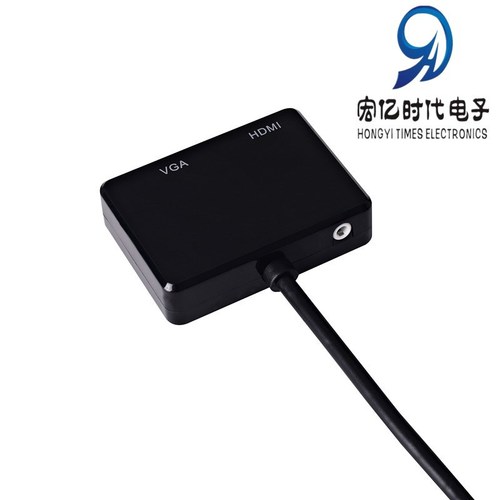 VGA to hdmi+vga cable converter with audio power supply interface TV projector monitor supports simultaneous display