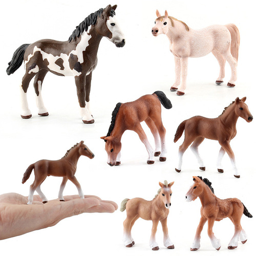 Simulated Wildlife Horse Model Qianli Ma Black and White Male Wild Horse Hanoverian Horse Children's Cognitive Ornament Toy