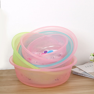 Household Plastic Thickened Washbasin Round Vegetable Washing Laundry Crystal Plastic Basin Home Bathroom Baby Bath Basin