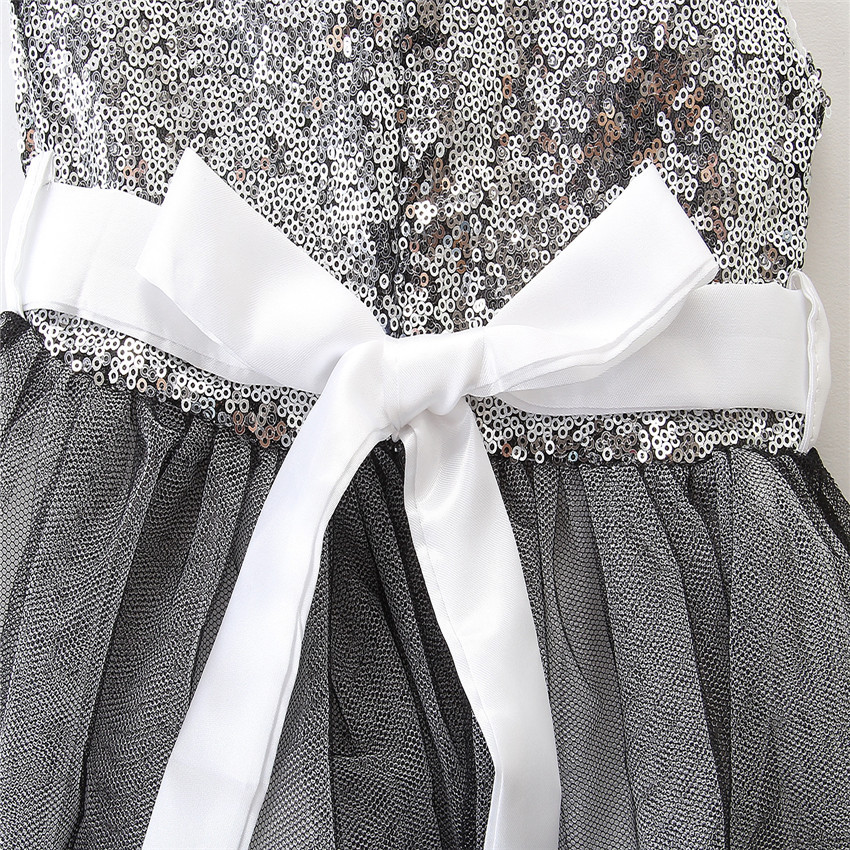 Cross border e-commerce new girl's summer sleeveless mesh skirt Korean popular girl's Sequin splicing mesh princess skirt