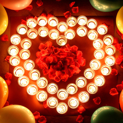 创意求爱表白蜡烛浪漫套餐 心形婚礼花瓣引铺路玫瑰惊喜生日礼物