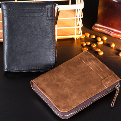goods in stock wish man wallet new pattern zipper coin purse have cash less than that is registered in the accounts Men's bag Retro defense RFID