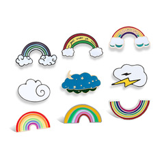 New Rainbow Brooch Cute Japanese Cartoon Girl Cloud Badge Bridge Thundercloud Lightning Bag Pin Accessories