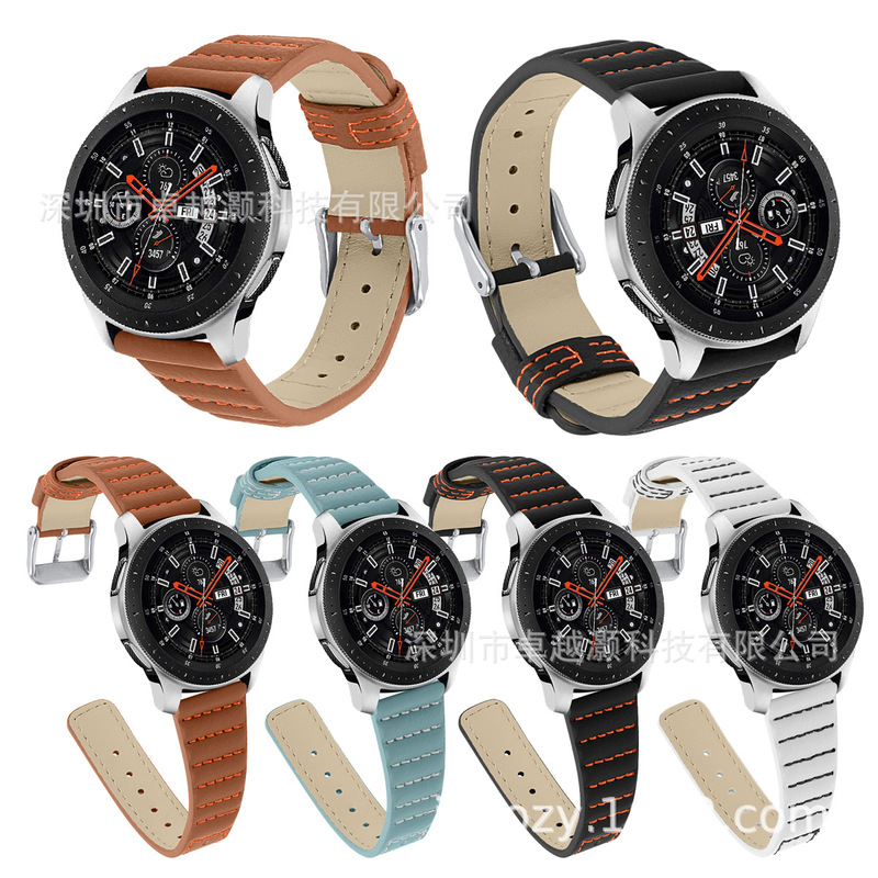 22mm Leather Belt Suitable for Samsung S3/Galaxy46Mm/Huawei Watch2Pro/Ticwatch Pro